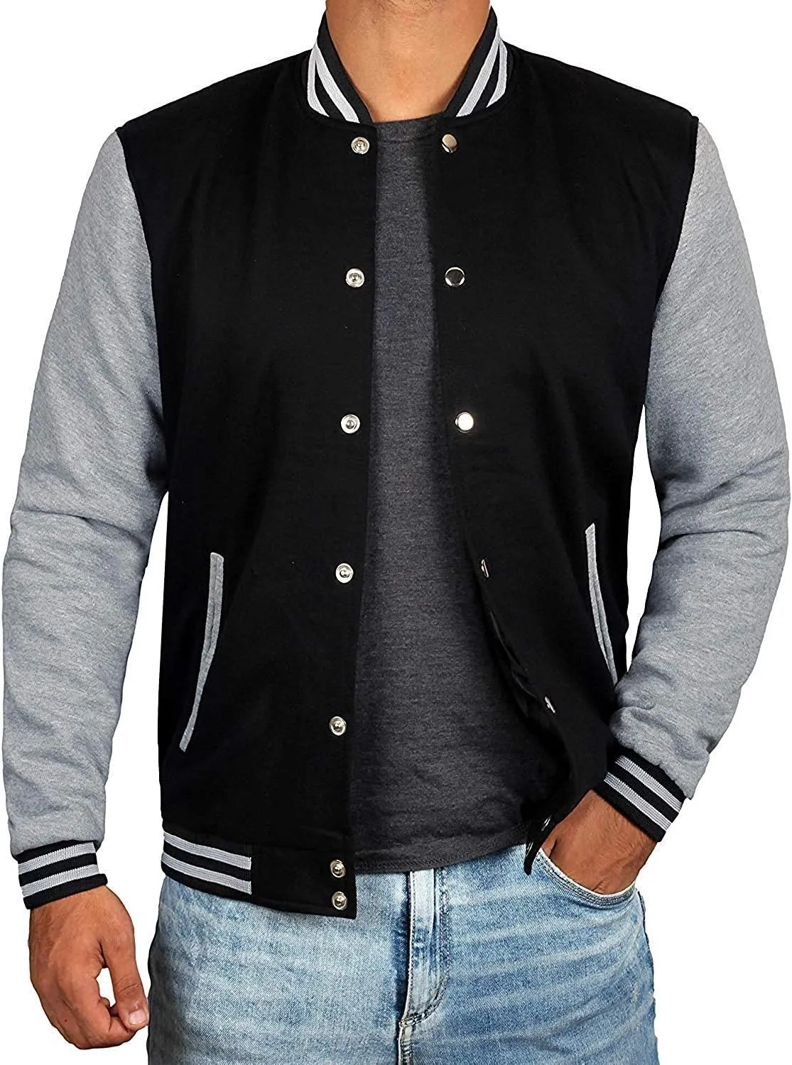 Decrum Varsity Jacket Men - High School Letterman Bomber Style Fleece Baseball Jackets For Men