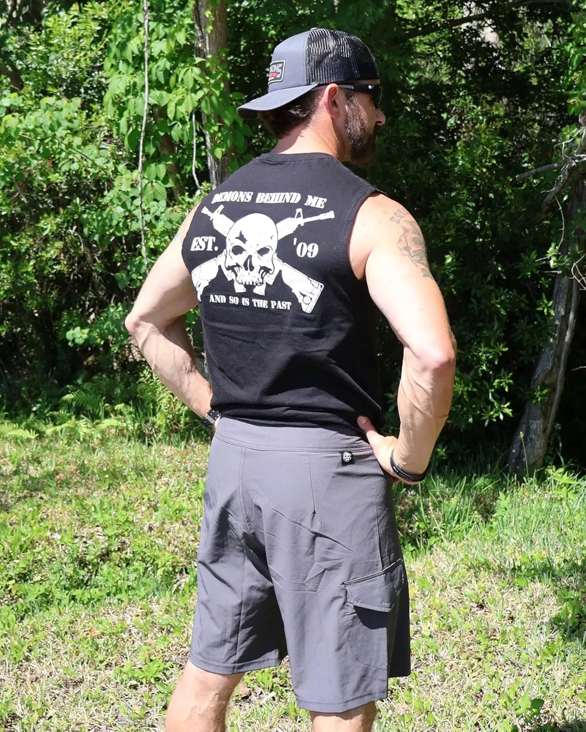 Demons Behind Me Gunmetal Stretch Board Shorts