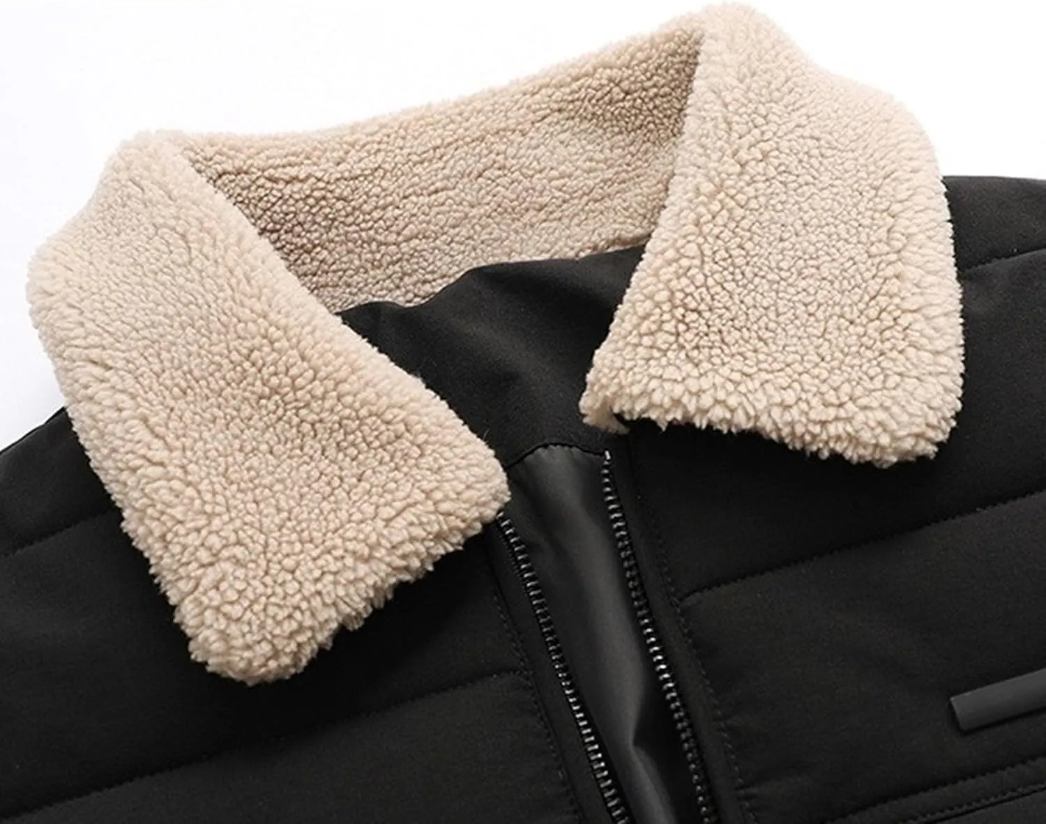 DGHM-JLMY Men's Autumn Winter Padded Coats Simple Stylish Slim Fit Quilted Coat Lambswool Lapel Collar Cotton-Padded Jacket