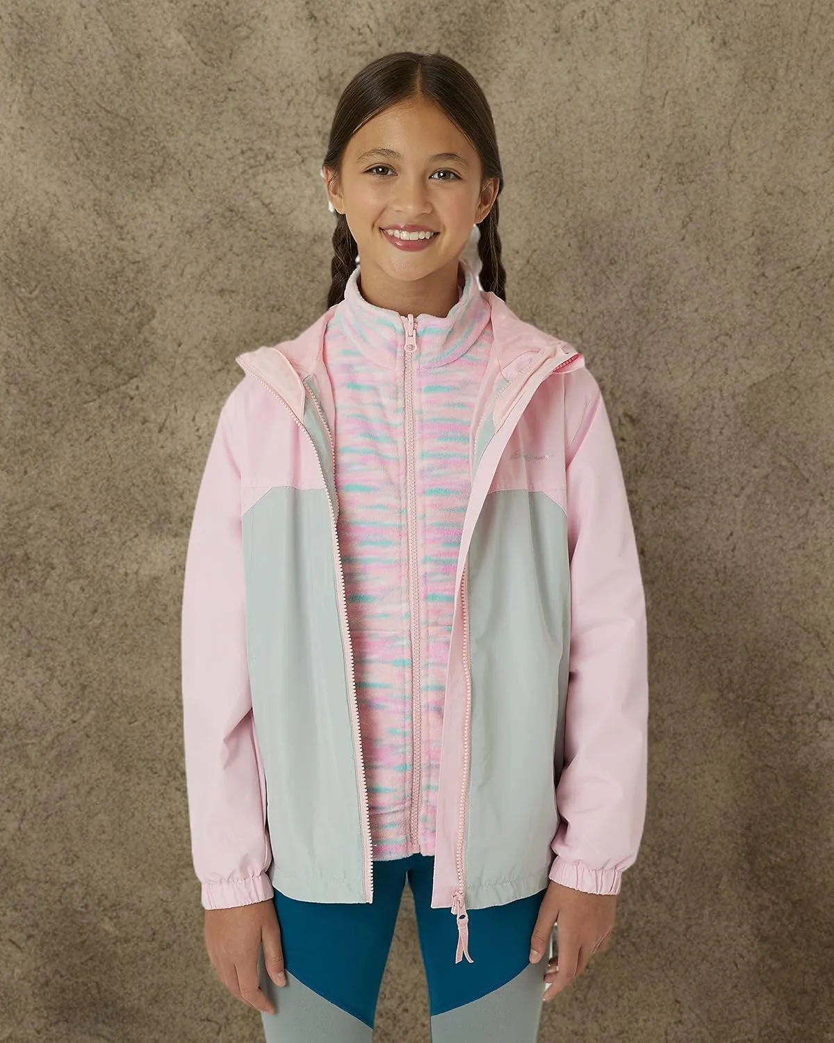 Eddie Bauer Girls' Rain Jacket - Lone Peak Waterproof 3 in 1 Insulated Windbreaker Coat with Removable Fleece Lining (5-20)