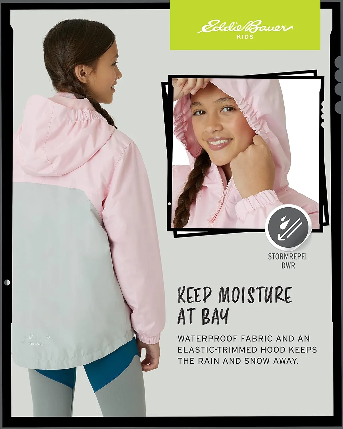 Eddie Bauer Girls' Rain Jacket - Lone Peak Waterproof 3 in 1 Insulated Windbreaker Coat with Removable Fleece Lining (5-20)