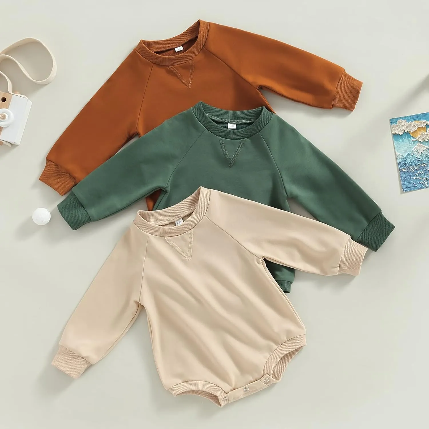 Engofs Newborn Baby Girl Boy Sweatshirt Romper Long Sleeve 0 3 6 12 18 Months Fall Winter Clothes