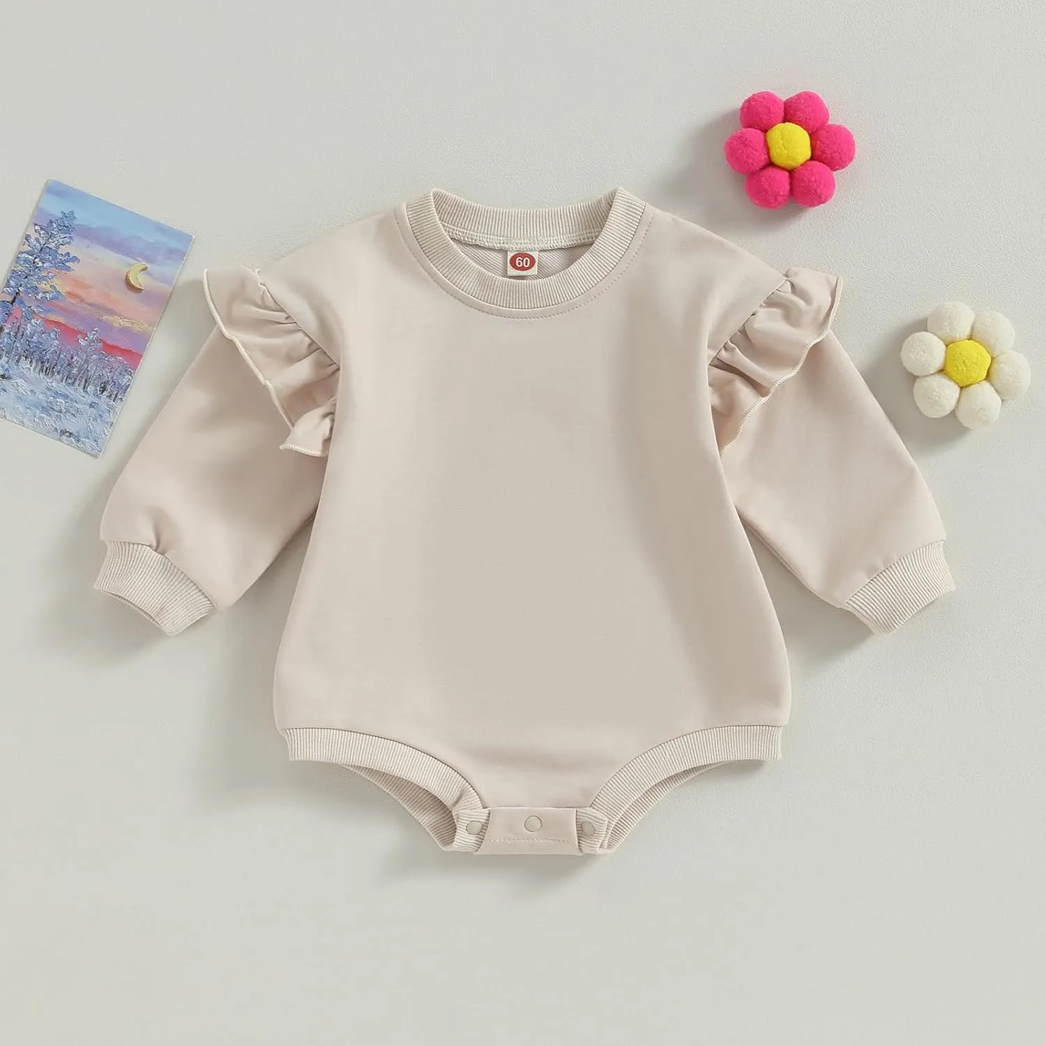 Engofs Newborn Baby Girl Boy Sweatshirt Romper Long Sleeve 0 3 6 12 18 Months Fall Winter Clothes