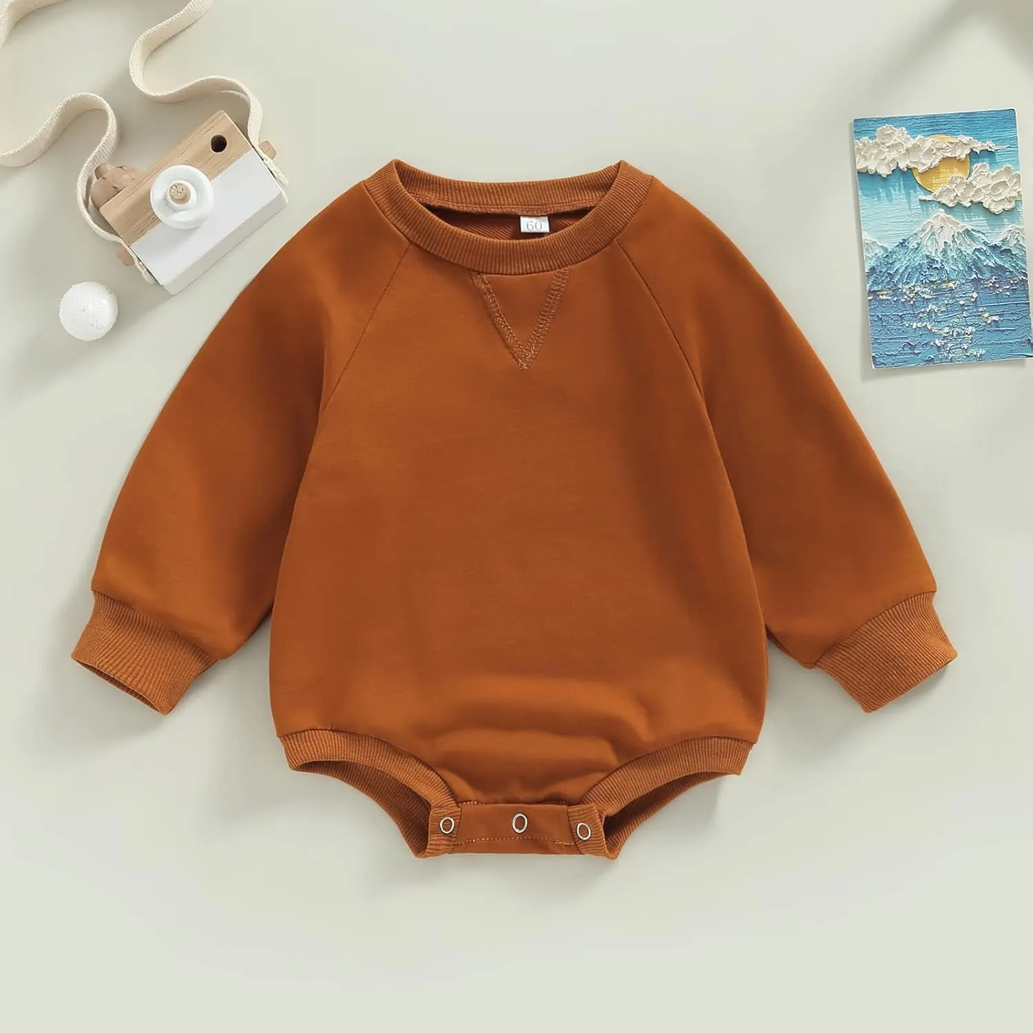 Engofs Newborn Baby Girl Boy Sweatshirt Romper Long Sleeve 0 3 6 12 18 Months Fall Winter Clothes