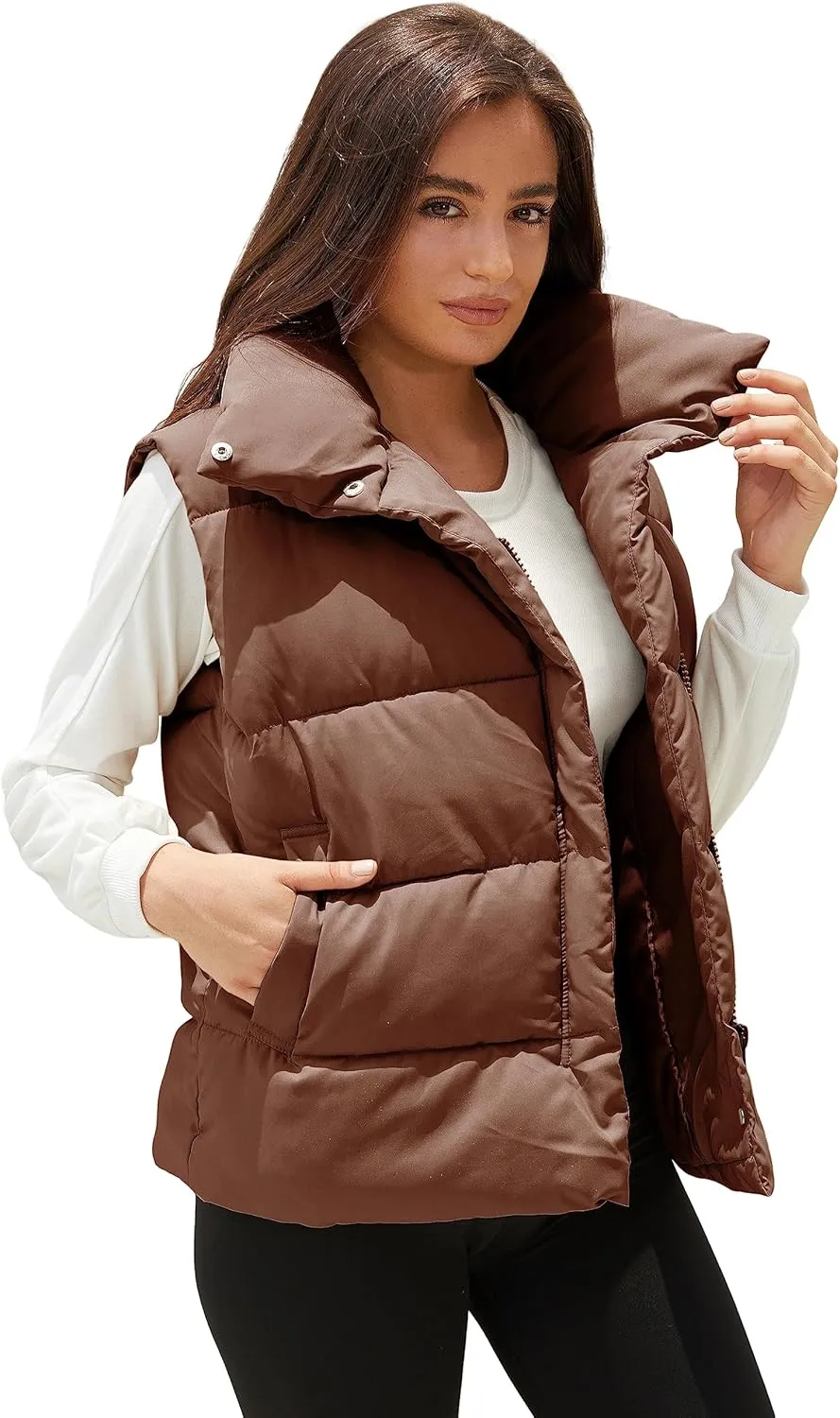 EsheSy Women's Puffer Vest Zip Up Sleeveless Lightweight Stand Collar Padded Gilet