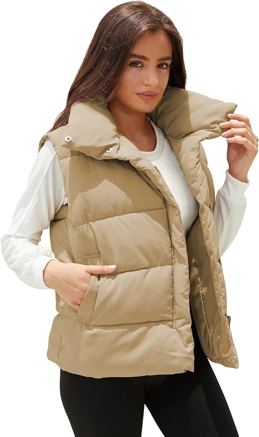 EsheSy Women's Puffer Vest Zip Up Sleeveless Lightweight Stand Collar Padded Gilet