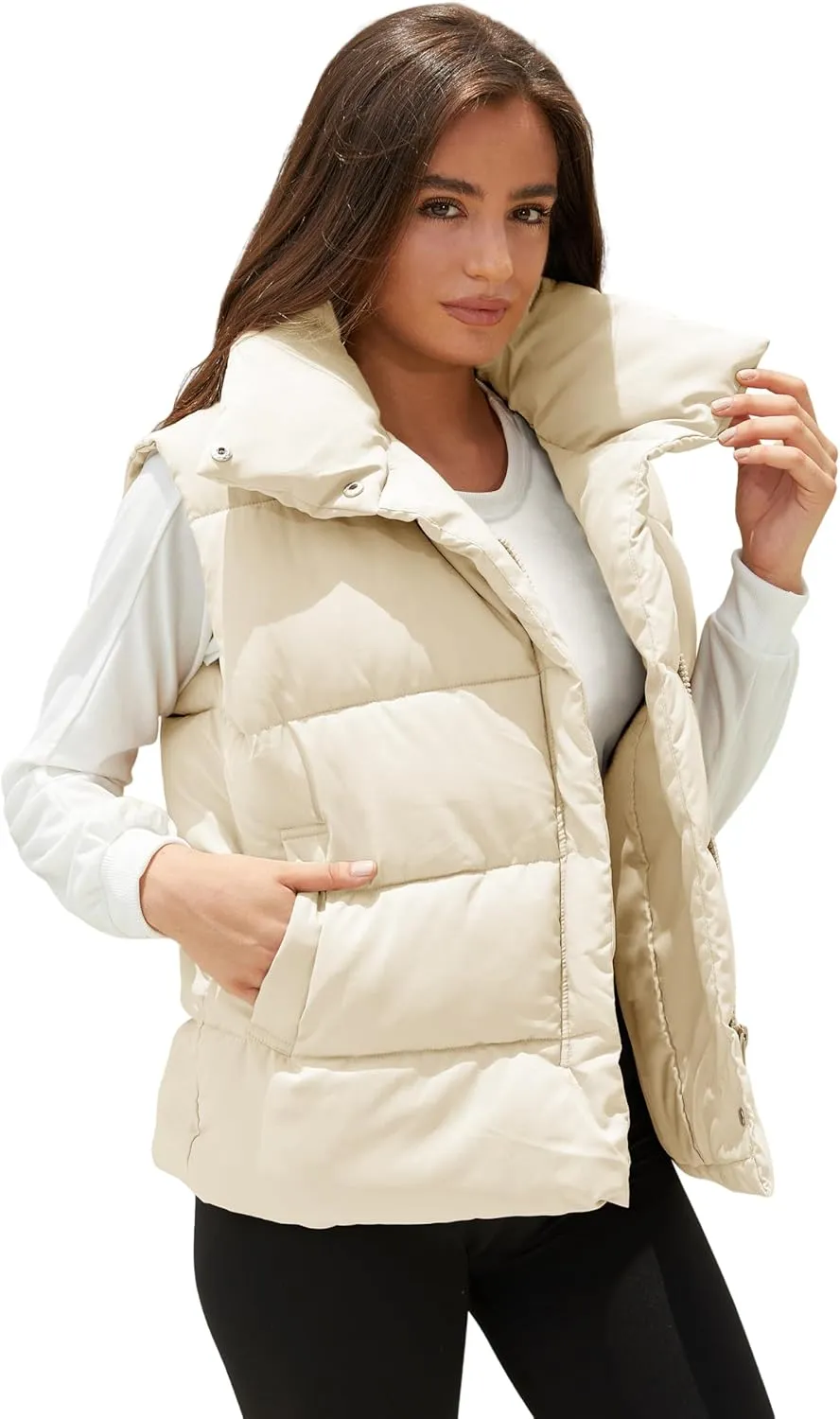 EsheSy Women's Puffer Vest Zip Up Sleeveless Lightweight Stand Collar Padded Gilet