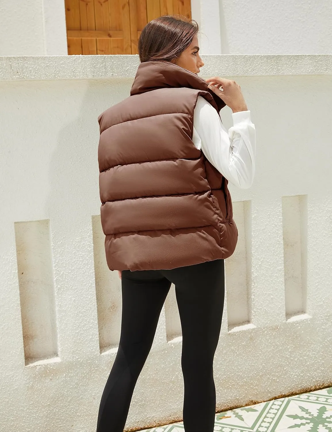 EsheSy Women's Puffer Vest Zip Up Sleeveless Lightweight Stand Collar Padded Gilet