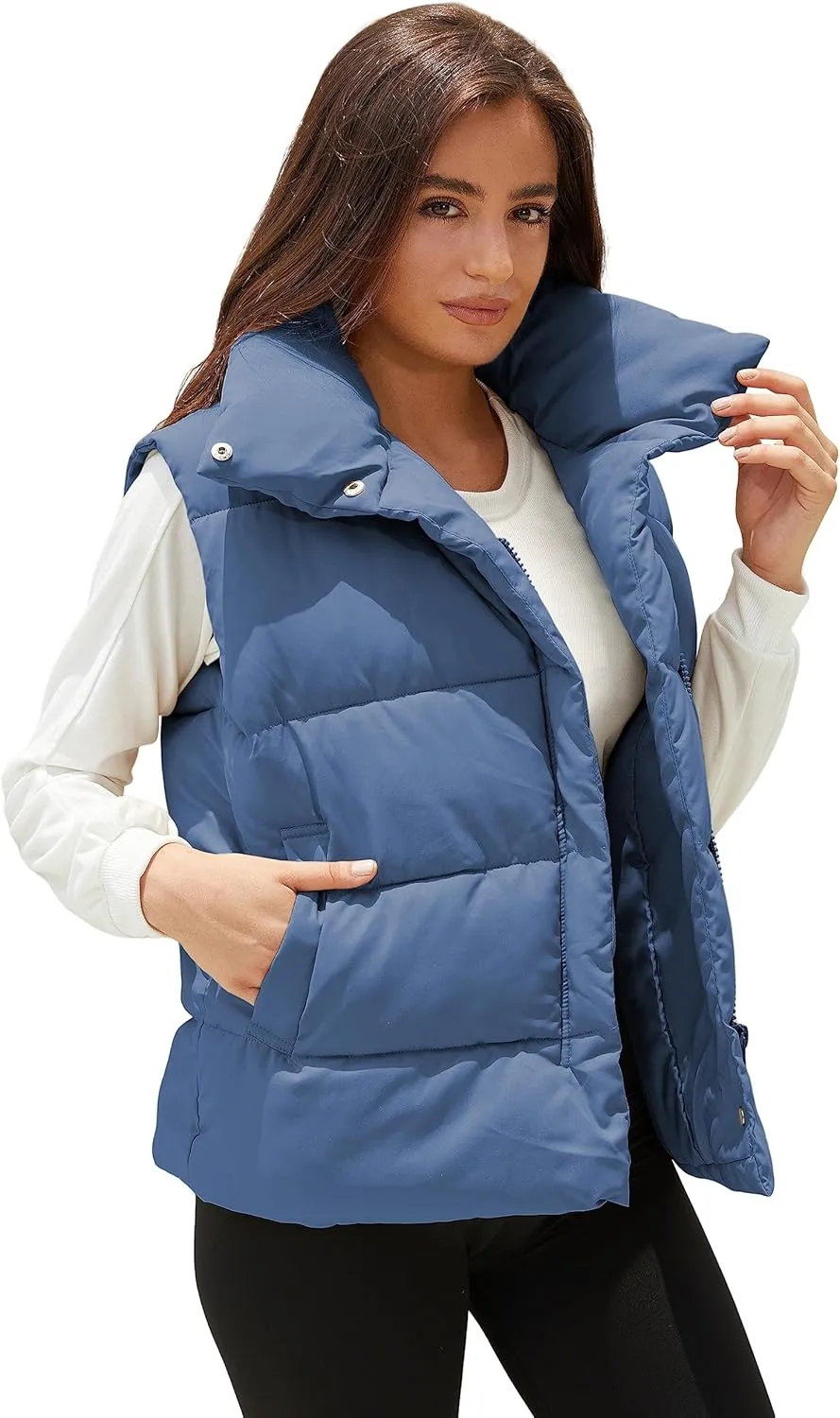 EsheSy Women's Puffer Vest Zip Up Sleeveless Lightweight Stand Collar Padded Gilet