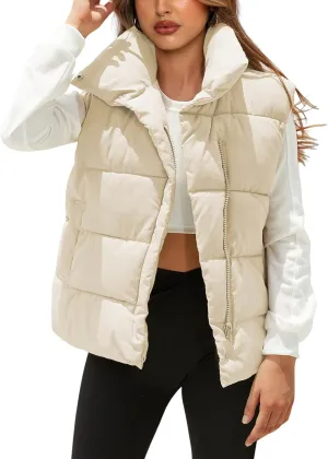 EsheSy Women's Puffer Vest Zip Up Sleeveless Lightweight Stand Collar Padded Gilet