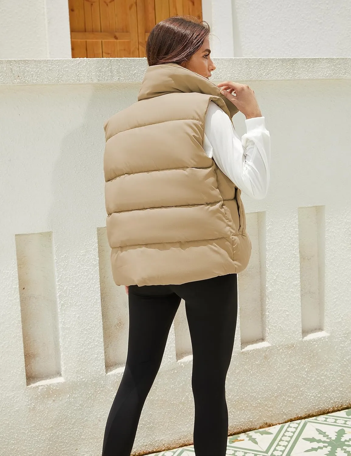 EsheSy Women's Puffer Vest Zip Up Sleeveless Lightweight Stand Collar Padded Gilet