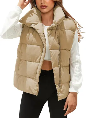 EsheSy Women's Puffer Vest Zip Up Sleeveless Lightweight Stand Collar Padded Gilet