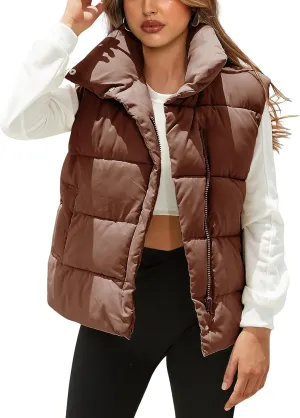 EsheSy Women's Puffer Vest Zip Up Sleeveless Lightweight Stand Collar Padded Gilet