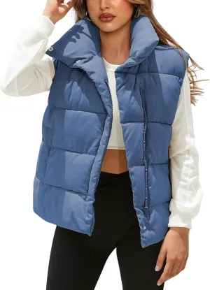 EsheSy Women's Puffer Vest Zip Up Sleeveless Lightweight Stand Collar Padded Gilet