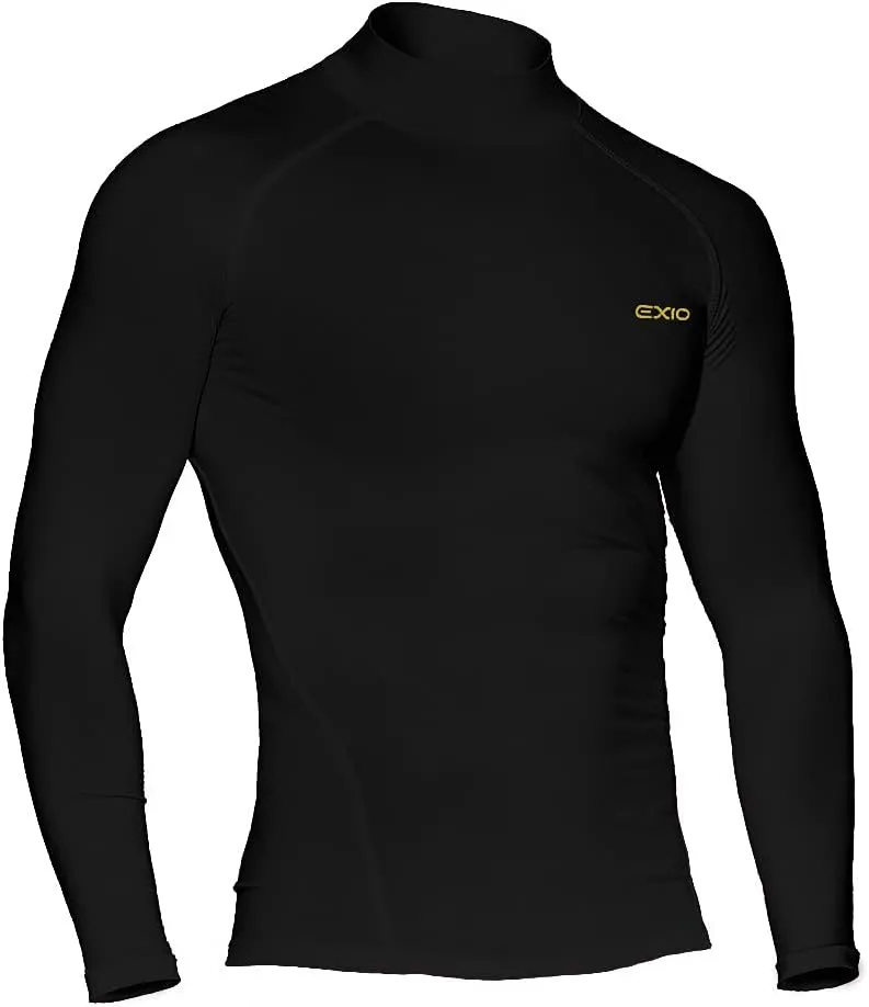 EXIO Mens Mock Compression Baselayer Top Cool Dry Long-Sleeve Shirt EX-T02