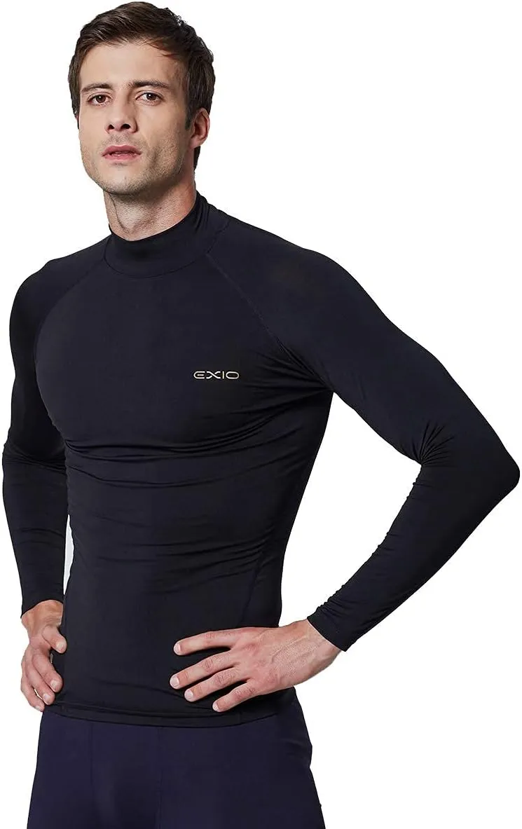 EXIO Mens Mock Compression Baselayer Top Cool Dry Long-Sleeve Shirt EX-T02