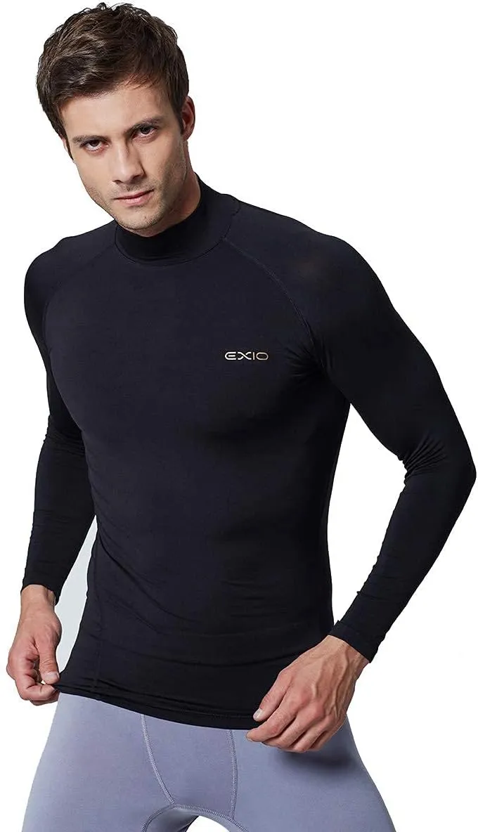 EXIO Mens Mock Compression Baselayer Top Cool Dry Long-Sleeve Shirt EX-T02