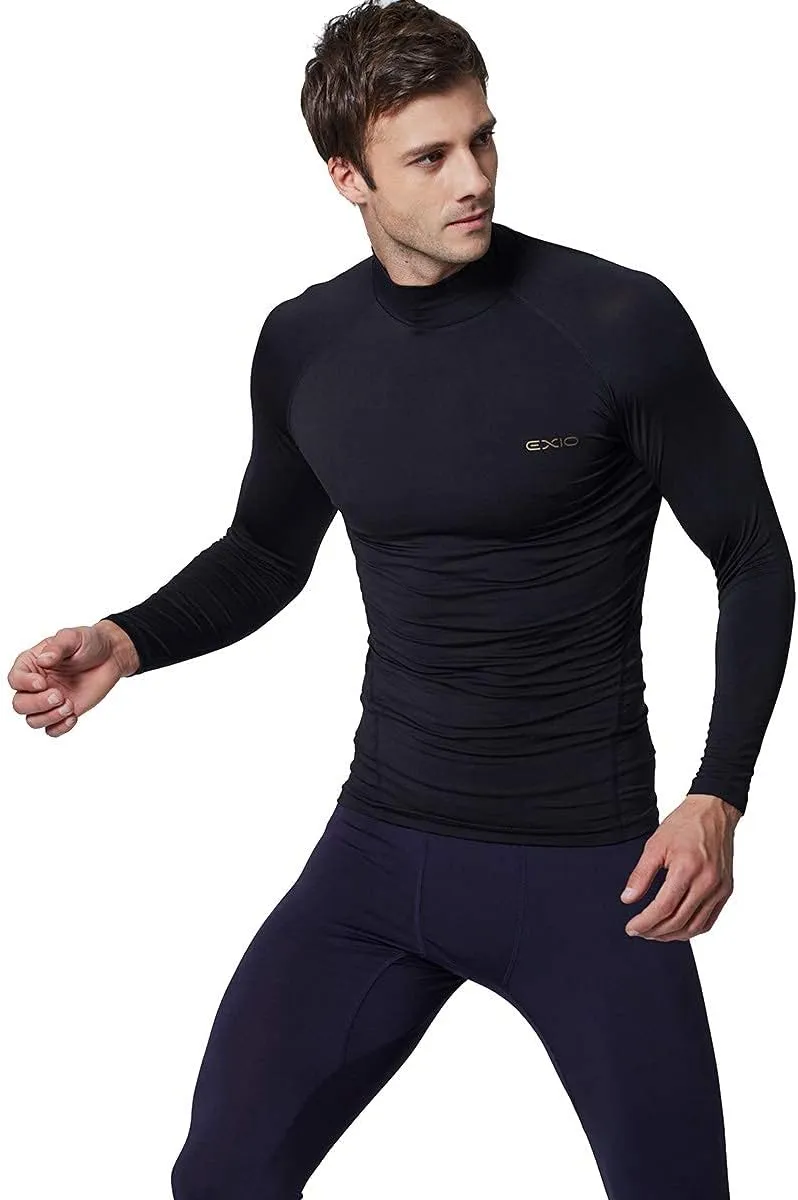EXIO Mens Mock Compression Baselayer Top Cool Dry Long-Sleeve Shirt EX-T02
