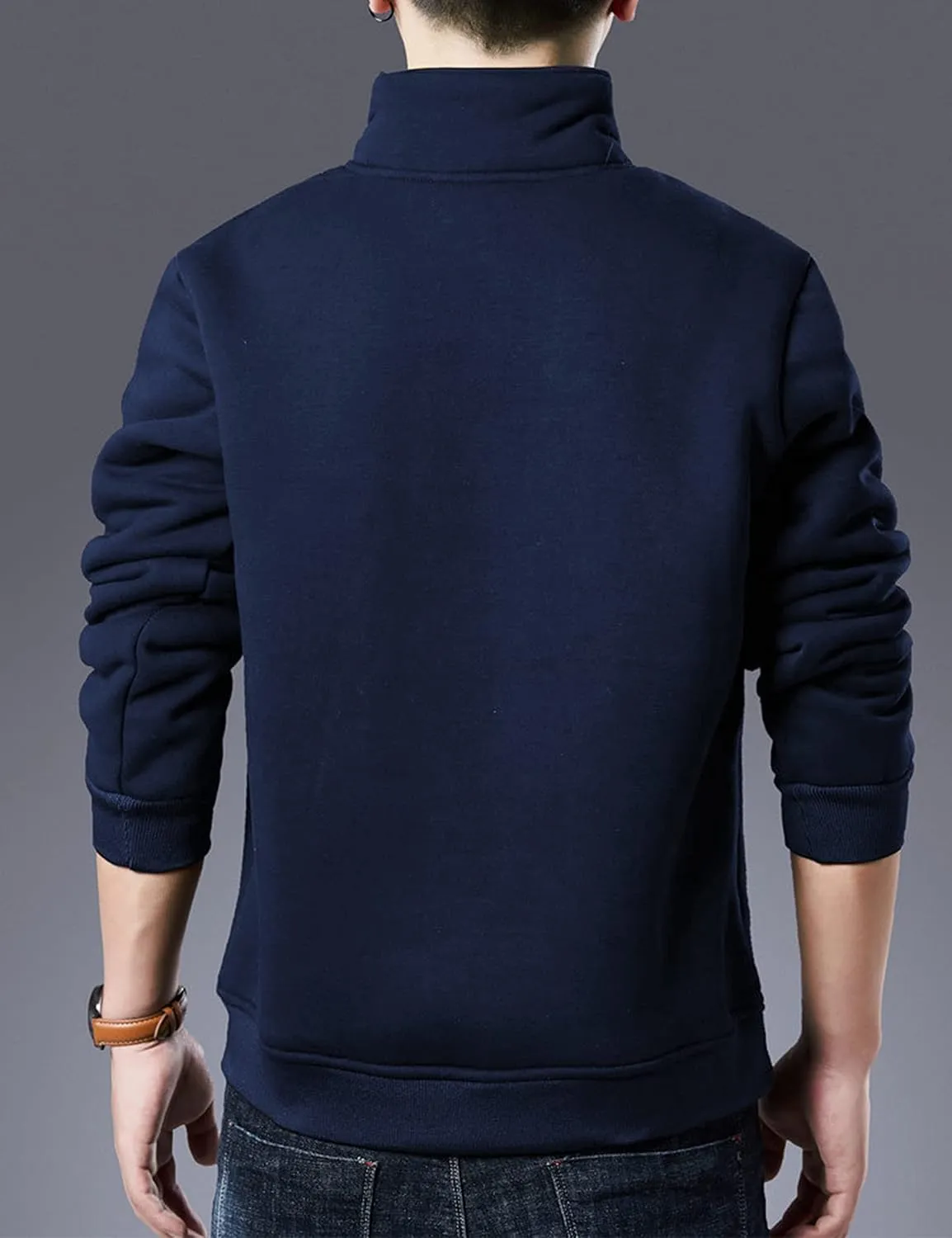Faleave Men's Sherpa Lined Sweatshirt Fleece Crewneck Winter Thermal Thick Pullover Top