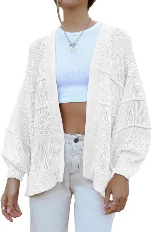 Famulily Womens Cute Long Sleeve Open Front Cardigans Cozy Warm Knit Cardigan Sweater Coat