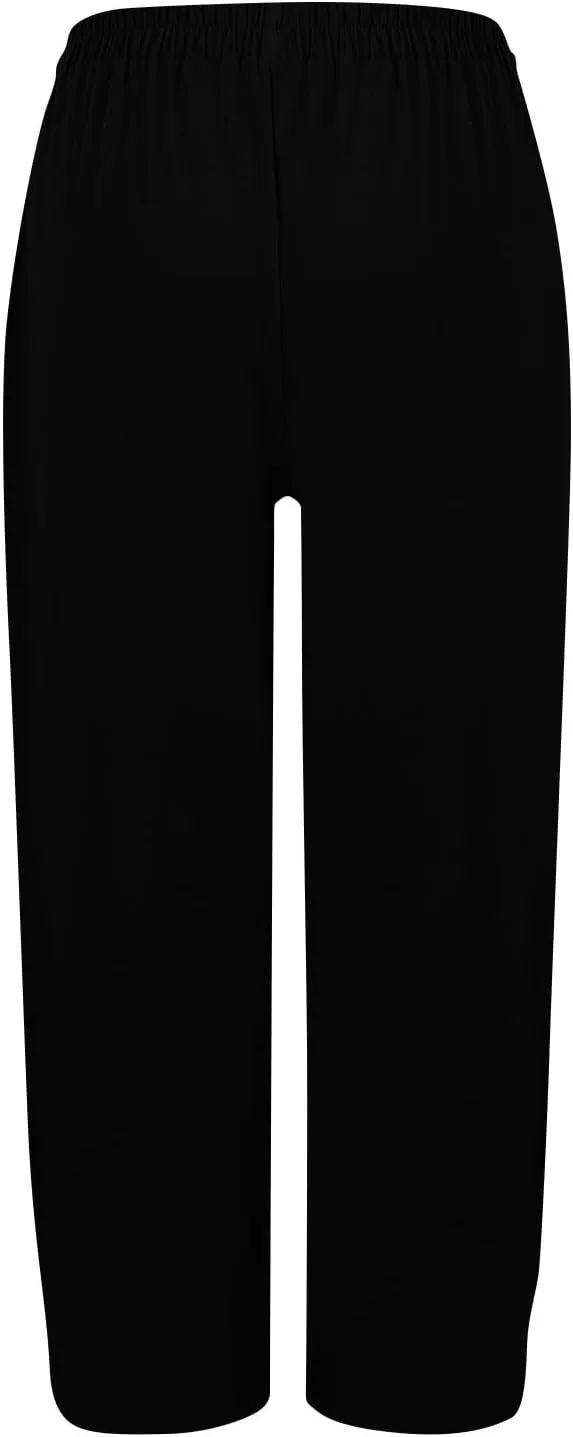 fanmpghleoo Linen Pants Women Summer Elastic High Waisted Wide Leg Linen Pants for Women 2025 Comfy Lounge Pants with Pockets