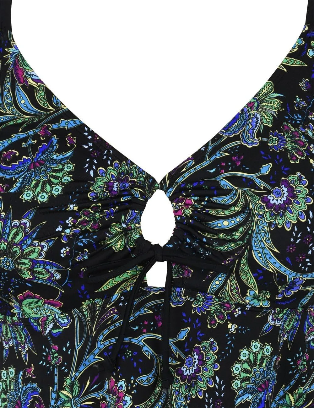 Firpearl Women's Tankini Swimsuits Modest Flowy Crossback Plus Size Bathing Suit Top