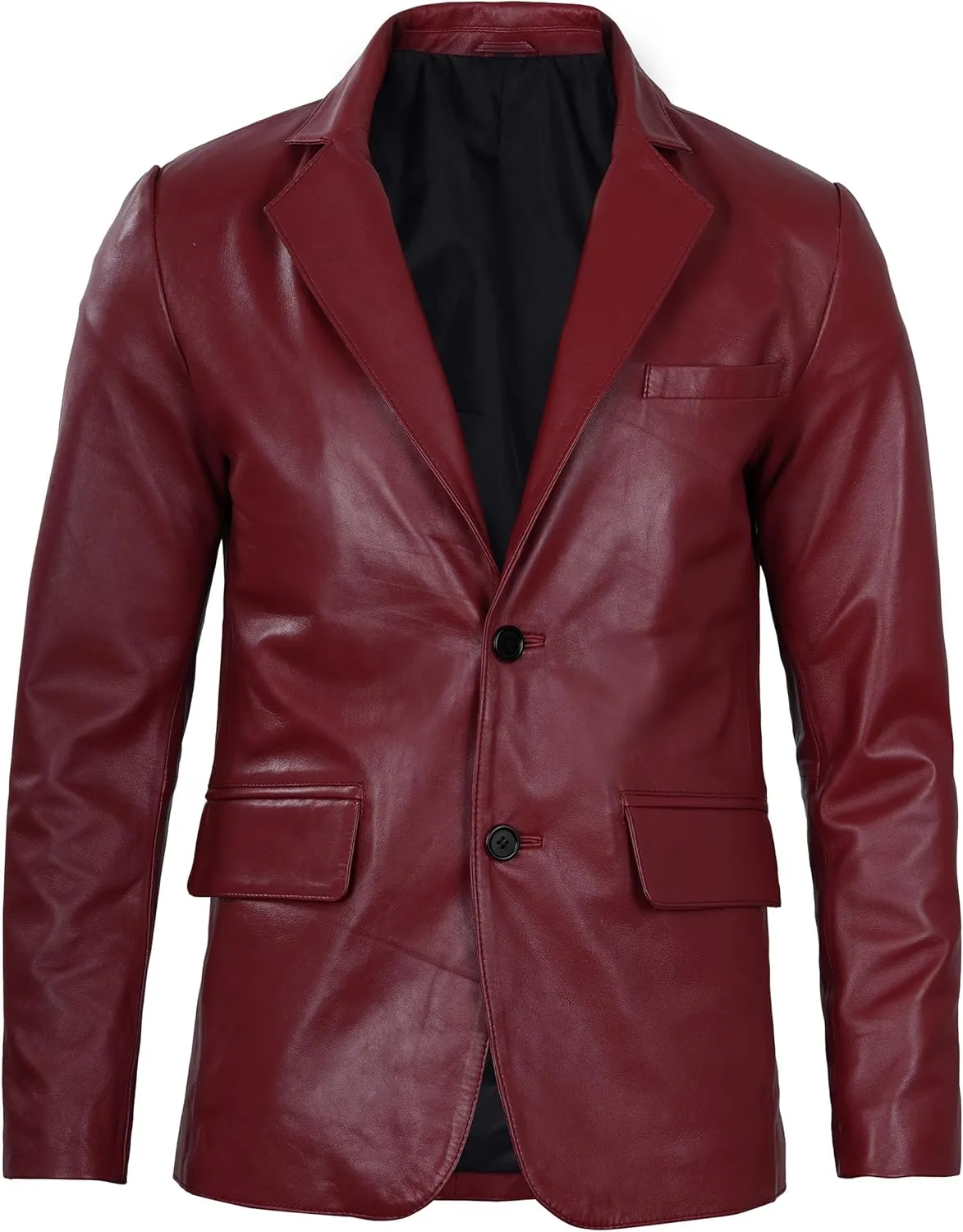 fjackets Leather Blazer for Men - Black & Brown Real Lambskin Casual Men's Leather Jacket Coats