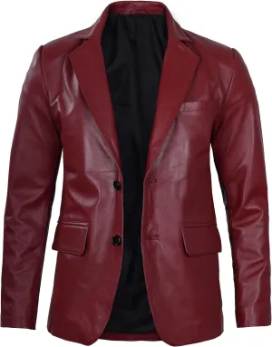 fjackets Leather Blazer for Men - Black & Brown Real Lambskin Casual Men's Leather Jacket Coats