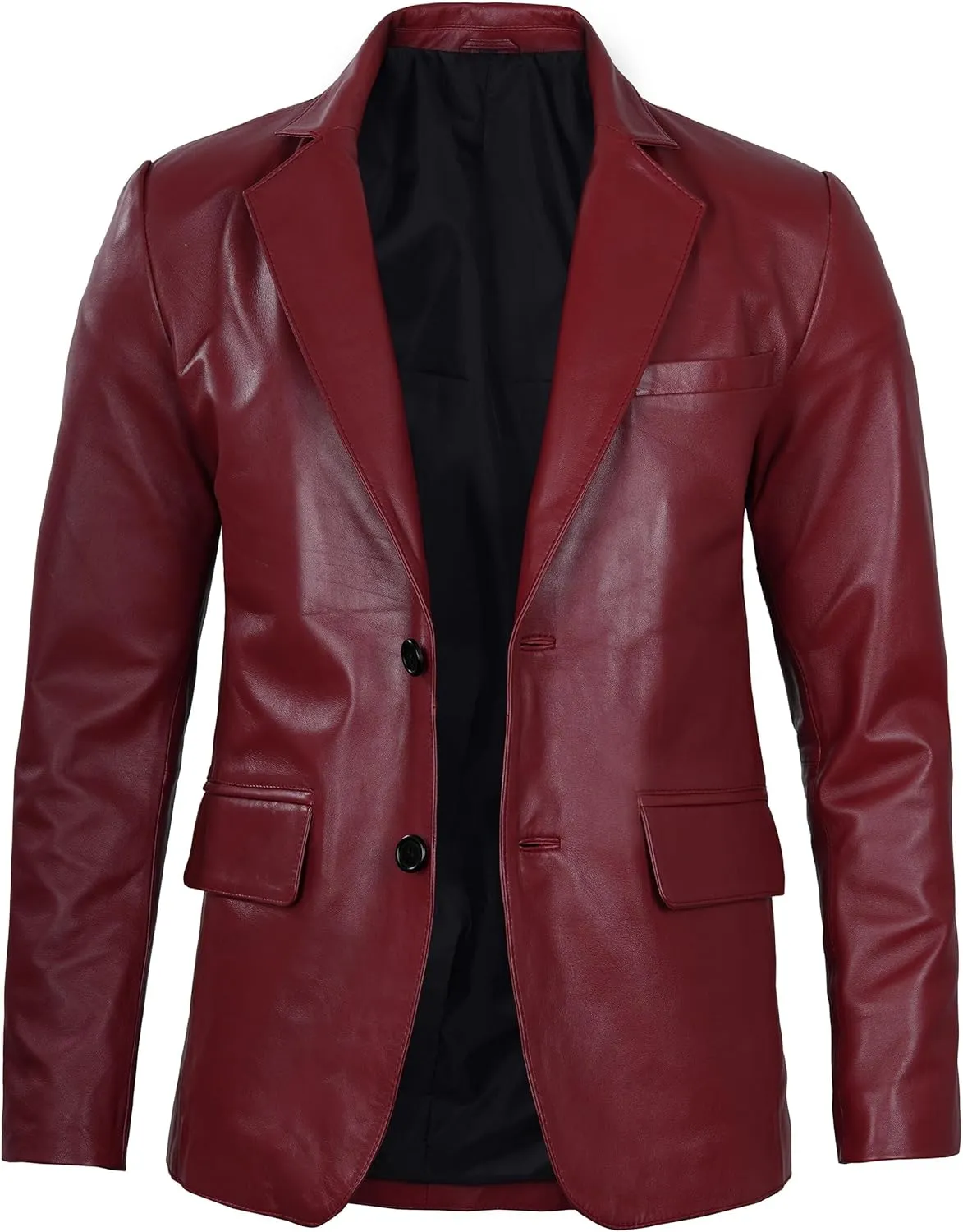 fjackets Leather Blazer for Men - Black & Brown Real Lambskin Casual Men's Leather Jacket Coats