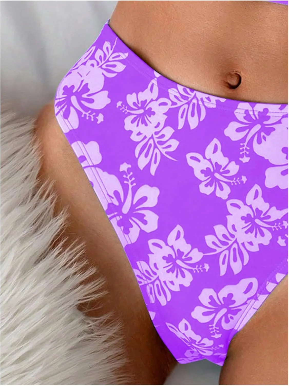 Floerns Women's Floral Print Halter Neck Tankini Top Two Piece Bathing Swimsuit