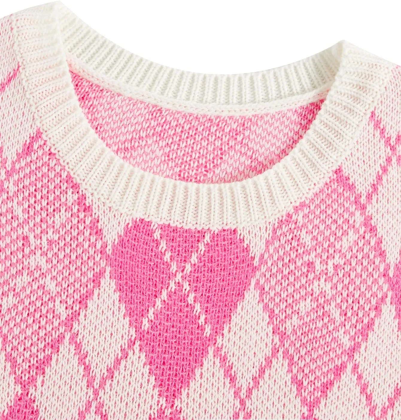 Floerns Women's Sleeveless Round Neck Argyle Pattern Sweater Vest Knit Crop Top