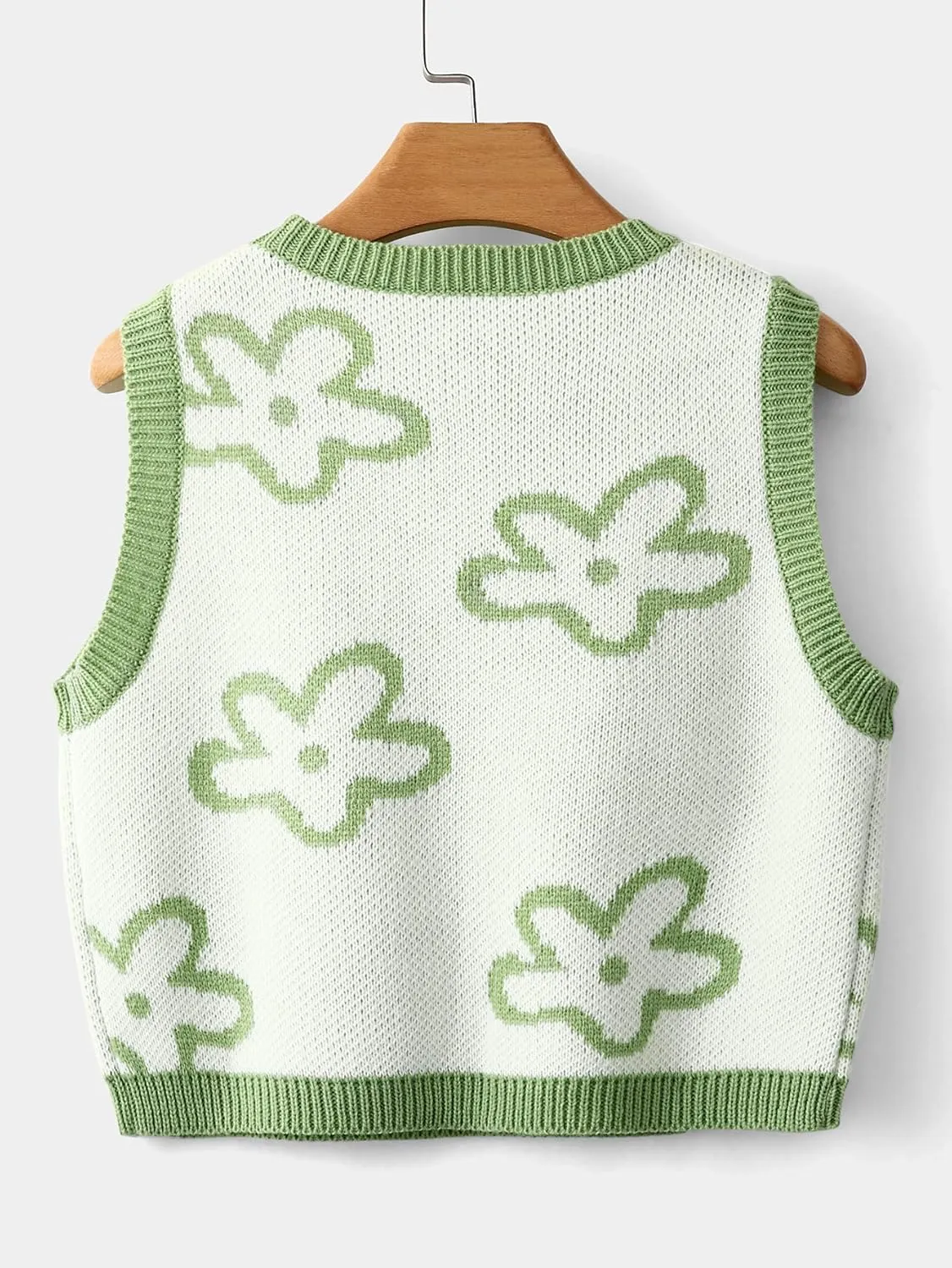 Floerns Women's Sleeveless Round Neck Argyle Pattern Sweater Vest Knit Crop Top