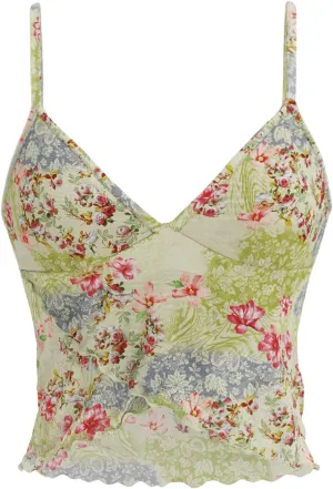 Floerns Women's Summer Floral Printed Spaghetti Strap Camisole Top V Neck Cropped Cami