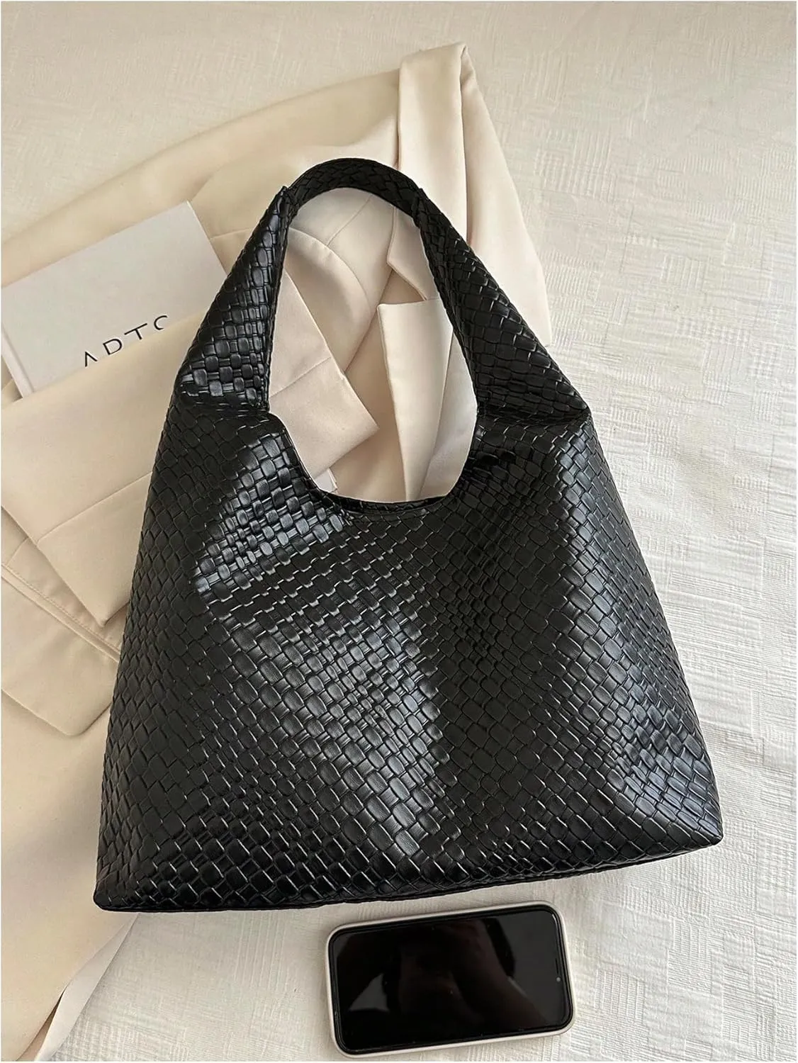 Floerns Women's Woven Leather Crescent Shoulder Bag Top Handle Underarm Purse Handbag