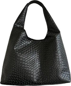 Floerns Women's Woven Leather Crescent Shoulder Bag Top Handle Underarm Purse Handbag