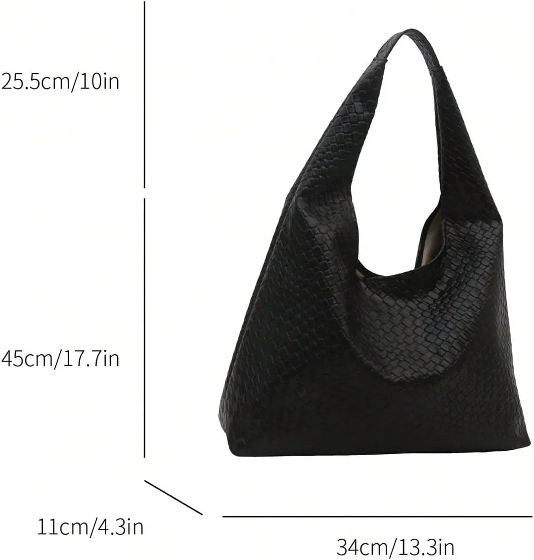 Floerns Women's Woven Leather Crescent Shoulder Bag Top Handle Underarm Purse Handbag