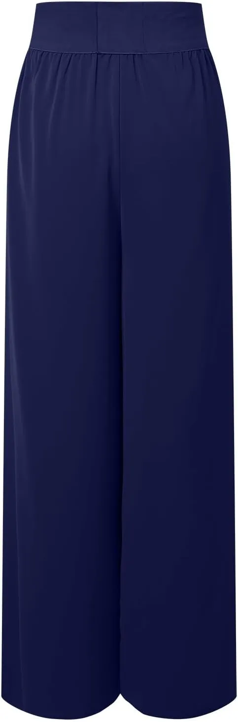 Flowy Wide Leg Pants for Women High Waisted Split Yoga Pants Loose Casual Palazzo Pants Stretch Dress Lounge Beach Pants