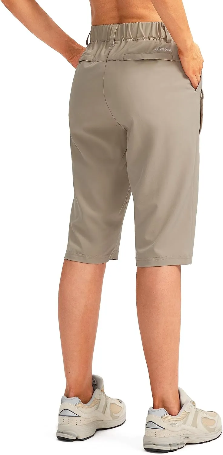 G Gradual Women's Long Hiking Cargo Shorts 13" Knee Length Lightweight Quick Dry Bermuda Shorts for Women with 5 Pockets