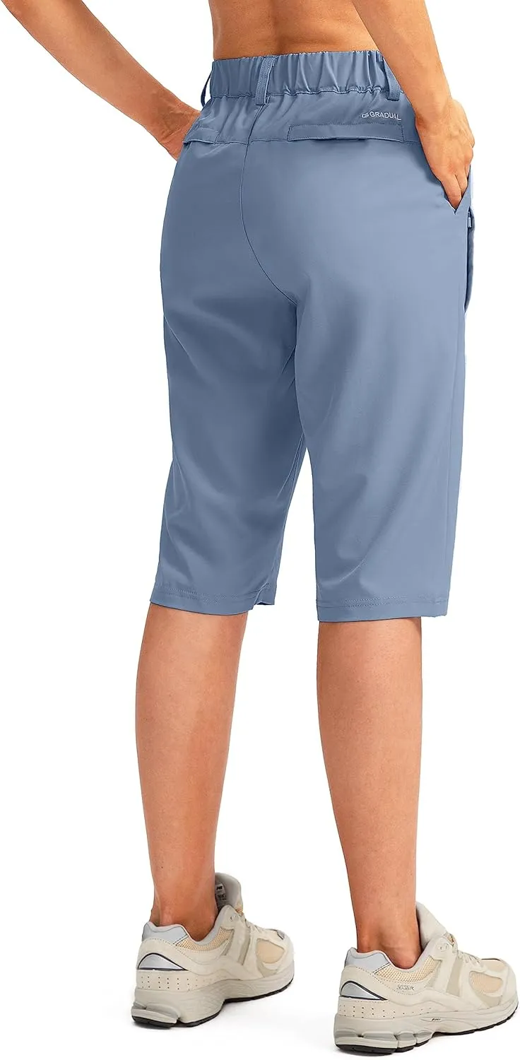 G Gradual Women's Long Hiking Cargo Shorts 13" Knee Length Lightweight Quick Dry Bermuda Shorts for Women with 5 Pockets