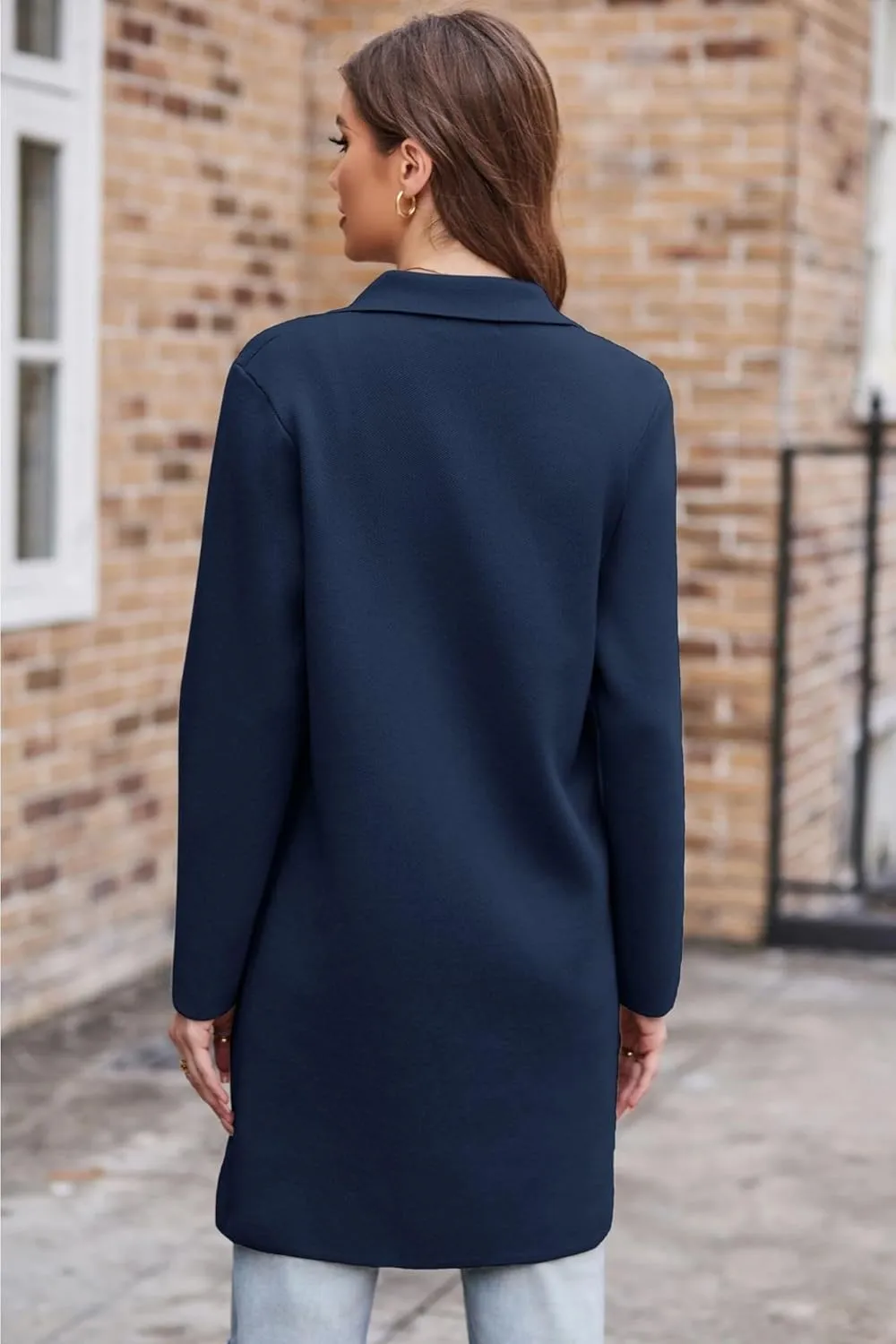 GRACE KARIN Women's 2025 Fashion Open Front Long Cardigan Sweaters Long Sleeve Lapel Knit Sweater Jacket with Pockets