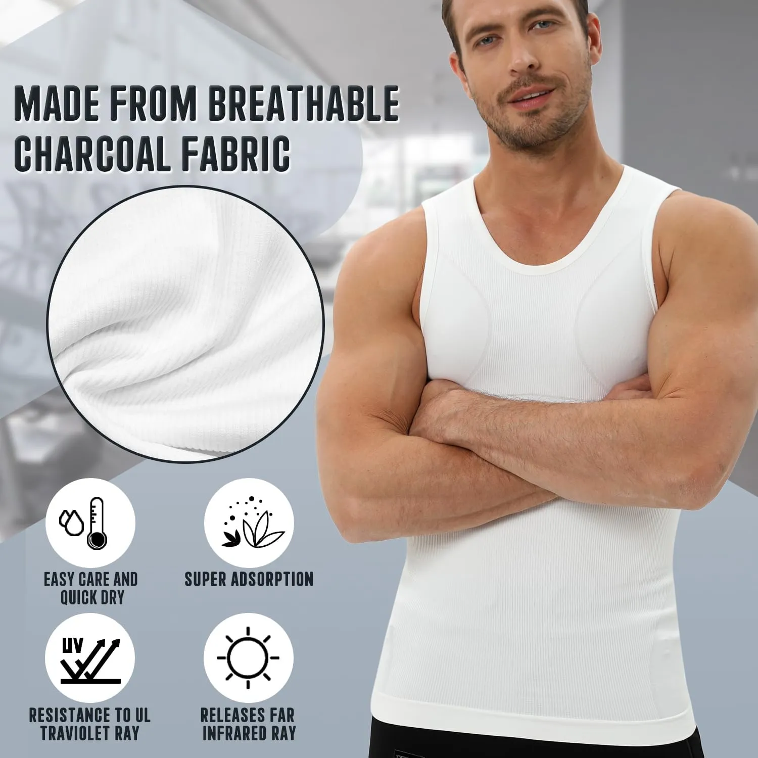 Gynecomastia Compression Shirt for Men, Slimming Tank Top Undershirts, Mens Body Shaper Vest