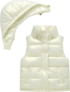 Happy Cherry Boys Girls Puffer Vest Winter Hooded Down Coats Sleeveless Zipper Padded Jackets Windproof Warm Thick Waistcoat