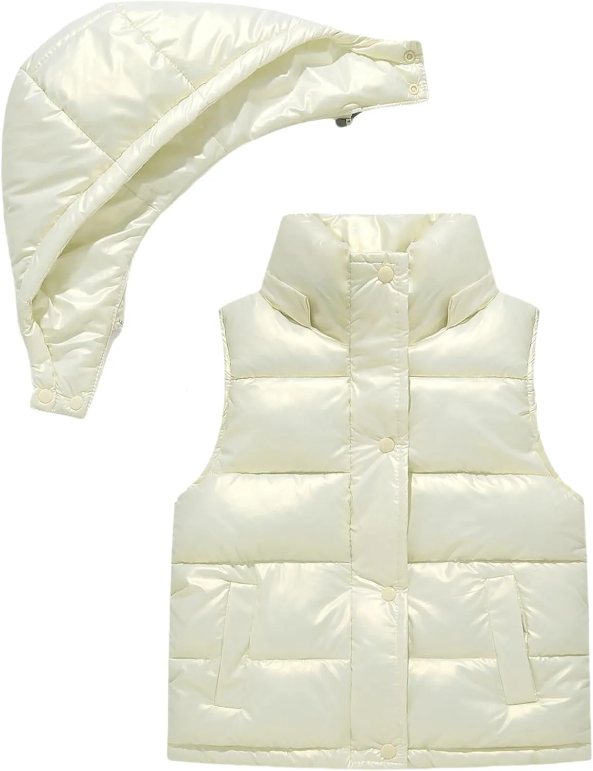 Happy Cherry Boys Girls Puffer Vest Winter Hooded Down Coats Sleeveless Zipper Padded Jackets Windproof Warm Thick Waistcoat