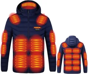 Heated Jacket for Men Women with Hood Winter Heated Hoodie Windproof Coat USB Charging Body Warmer 19 Zones Unisex