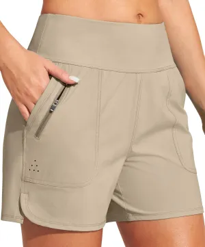 Heathyoga 5" Swim Board Shorts Women Strechy High Waisted Bathing Suits Bottoms Quick Dry UPF 50  Beach Shorts with Liner