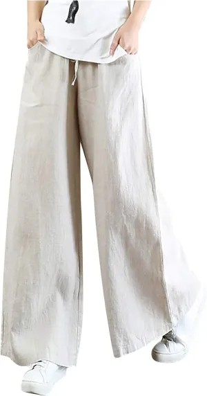 High Solid Fashion Waist Women's Wide Color Wash Trousers Pants Leg Plus Size Pants Women Plus Size Camouflage Clothes