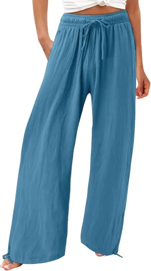 High Waisted Palazzo Pants for Women, Wide Leg Trousers Women, Casual Boho Pants with Pockets for Work or Lounge