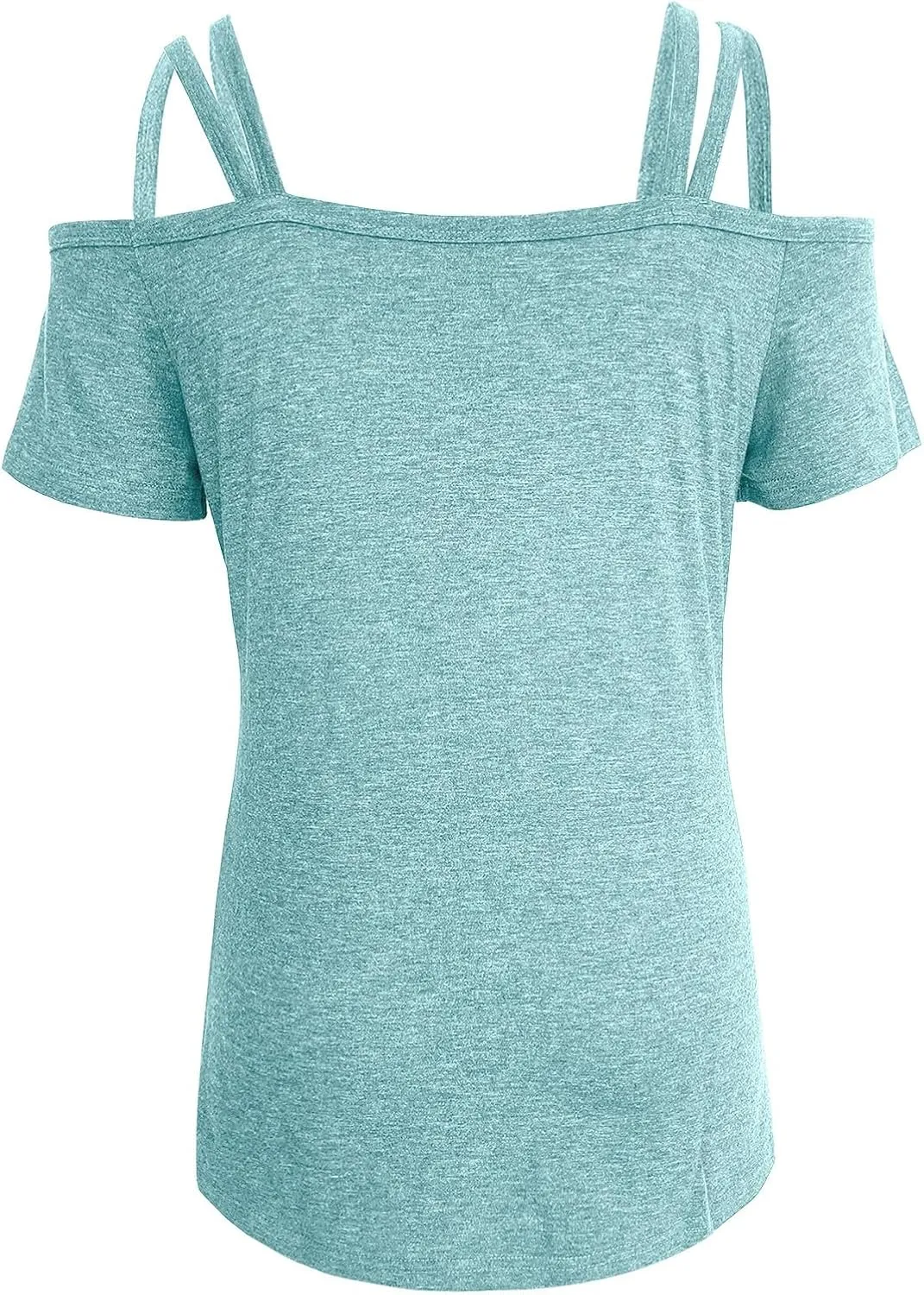 Hoodies for Women,Solid Color Short Sleeve Double Suspenders One Neck Top Casual Off Shoulder T Shirt Women Shirts