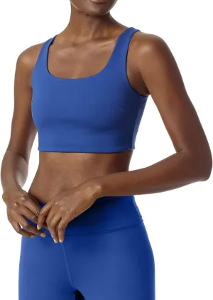 HUE Womens Workout Cropped Tank Top with Built in Bra, Athletic Sport Shirt