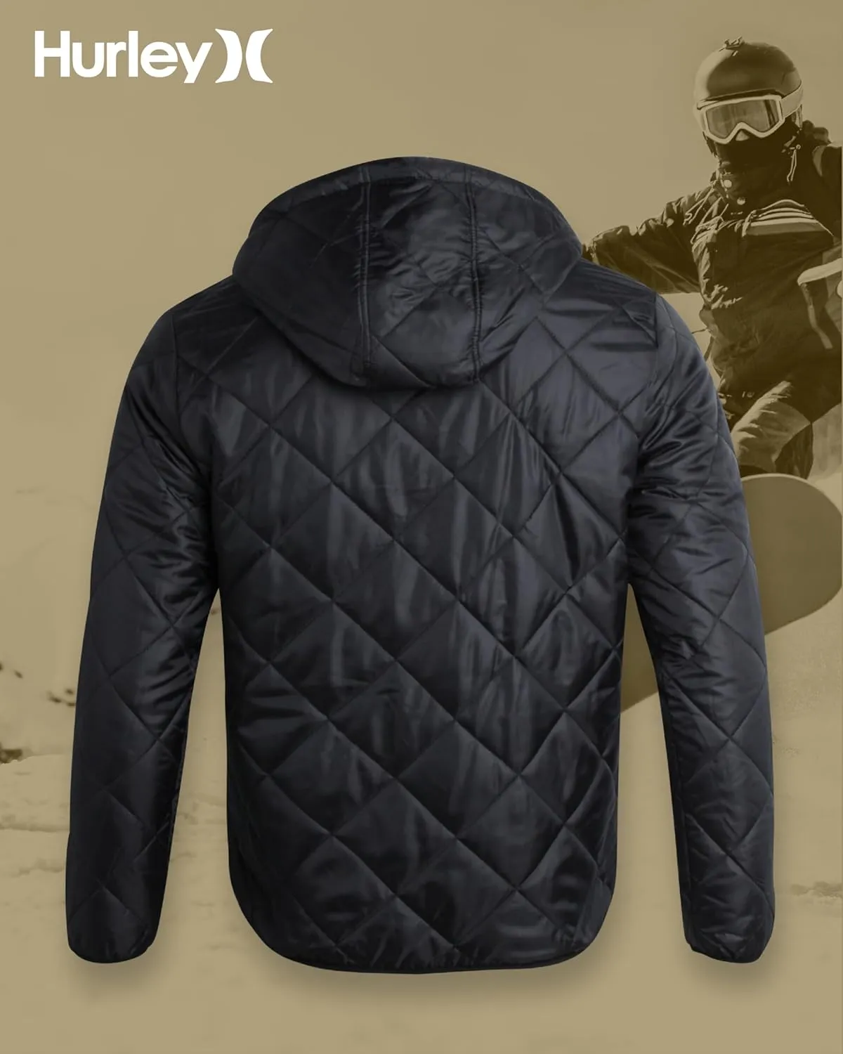 Hurley Men's Reversible Jacket - Quilted Puffer Reversible to Fleece Sweater - Warm Insulated Zip Up Jacket for Men (S-XL)